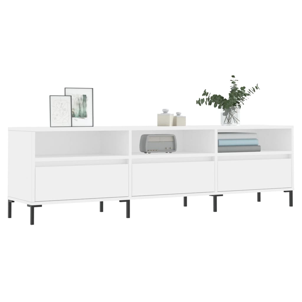 Meuble TV blanc 150x30x44,5 cm bois d'ingénierie - XIOS