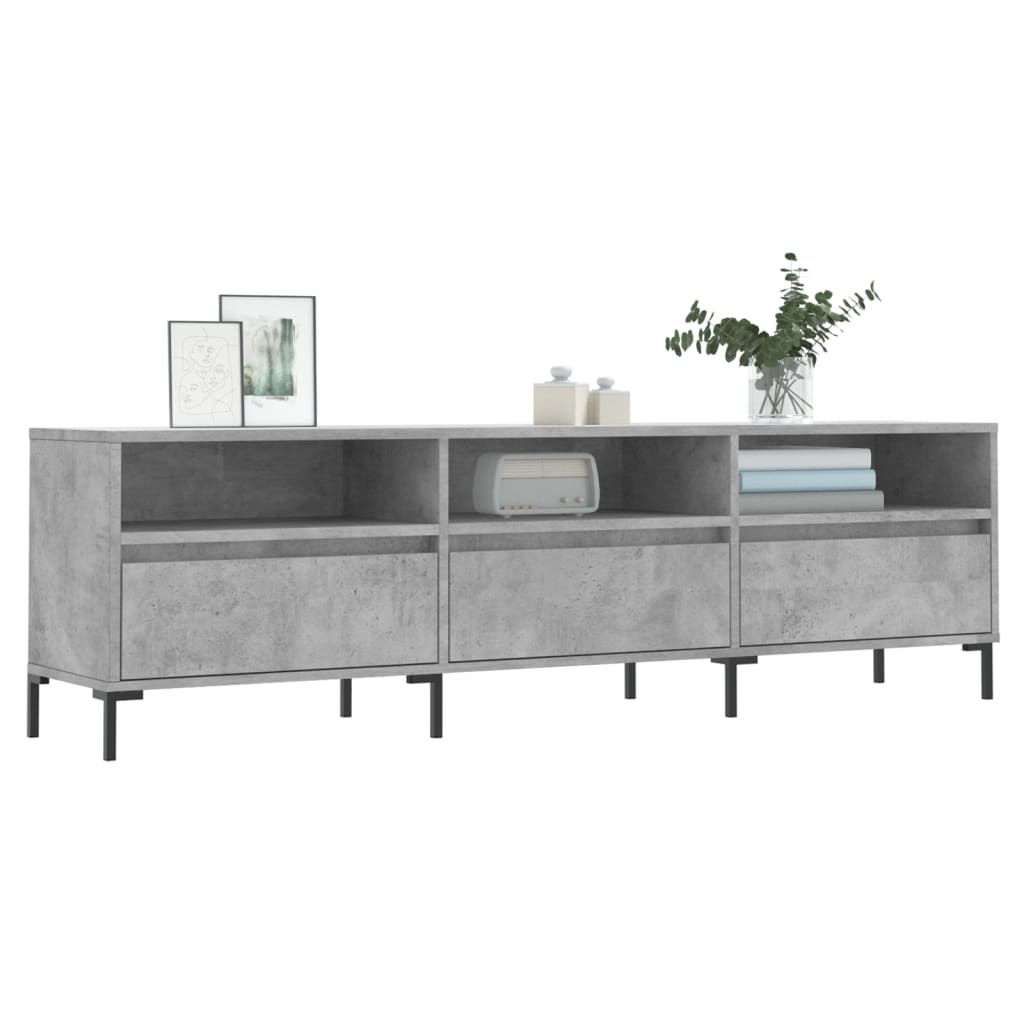 Meuble TV gris béton 150x30x44,5 cm bois d'ingénierie - XIOS