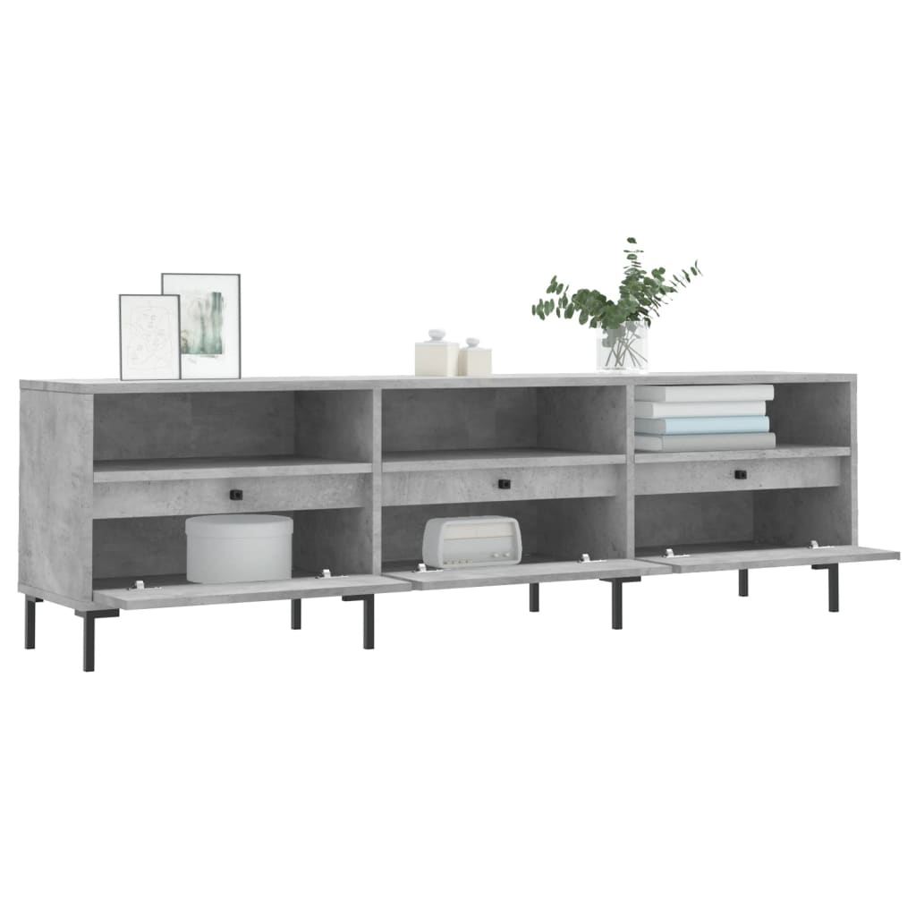 Meuble TV gris béton 150x30x44,5 cm bois d'ingénierie - XIOS