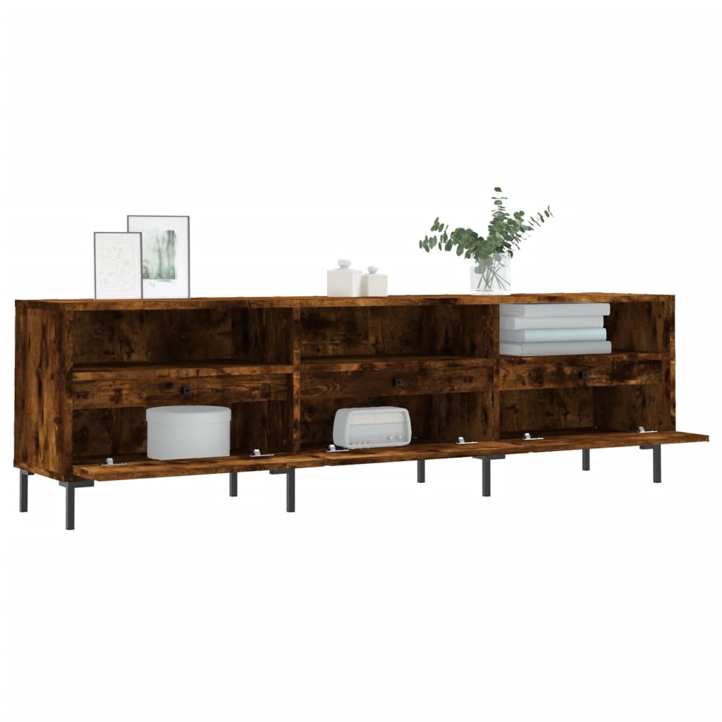 Meuble TV chêne fumé 150x30x44,5 cm bois d'ingénierie - XIOS
