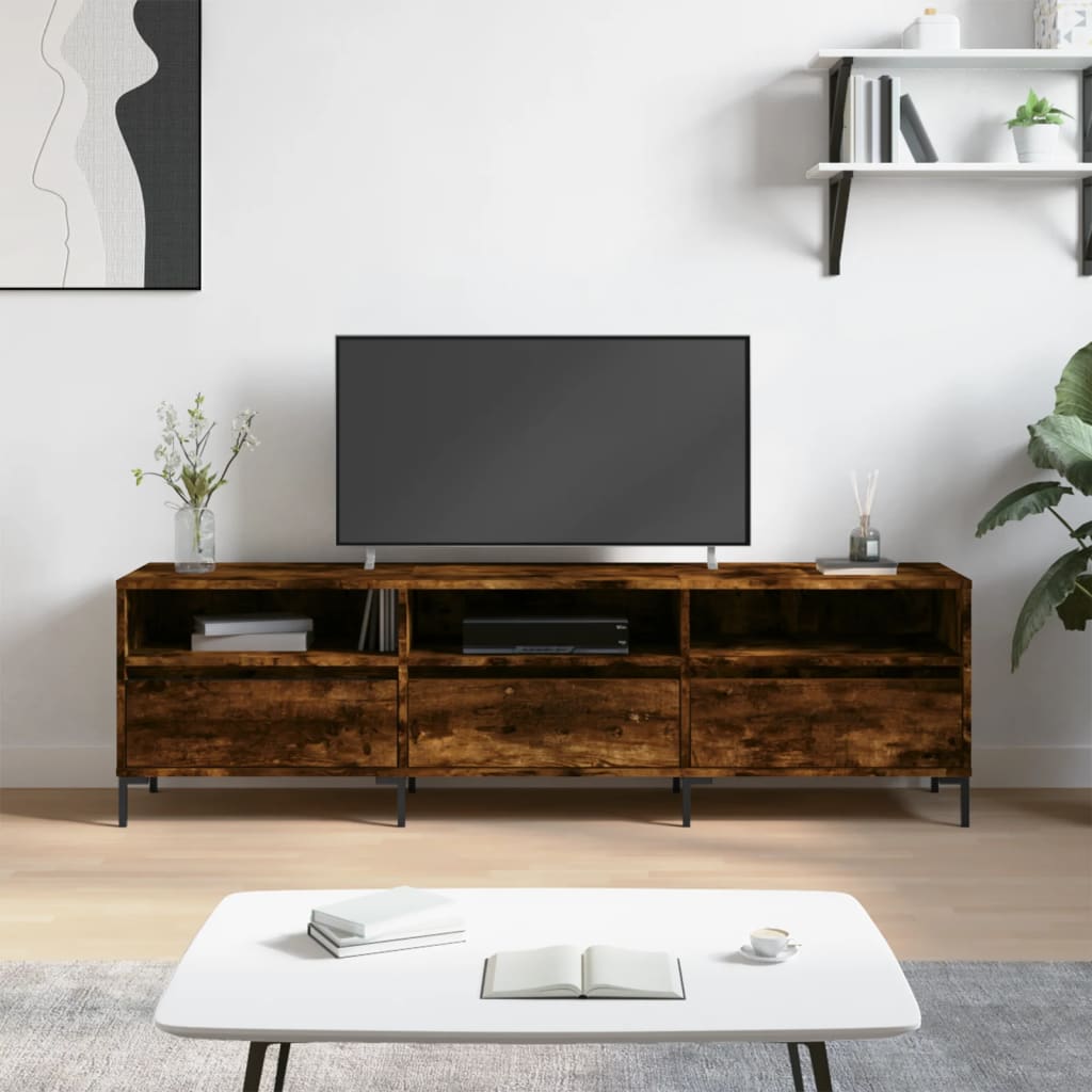 Meuble TV chêne fumé 150x30x44,5 cm bois d'ingénierie - XIOS