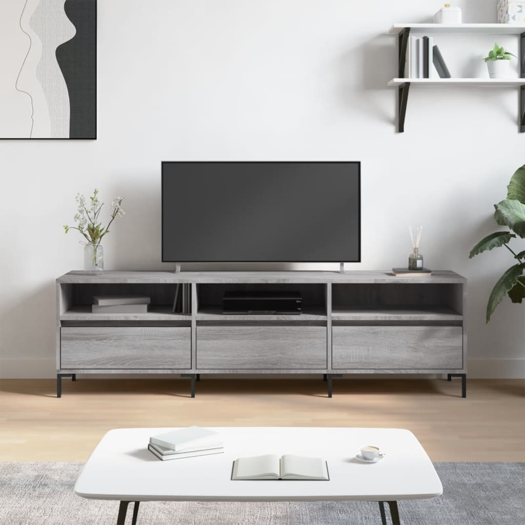 Meuble TV sonoma gris 150x30x44,5 cm bois d'ingénierie - XIOS