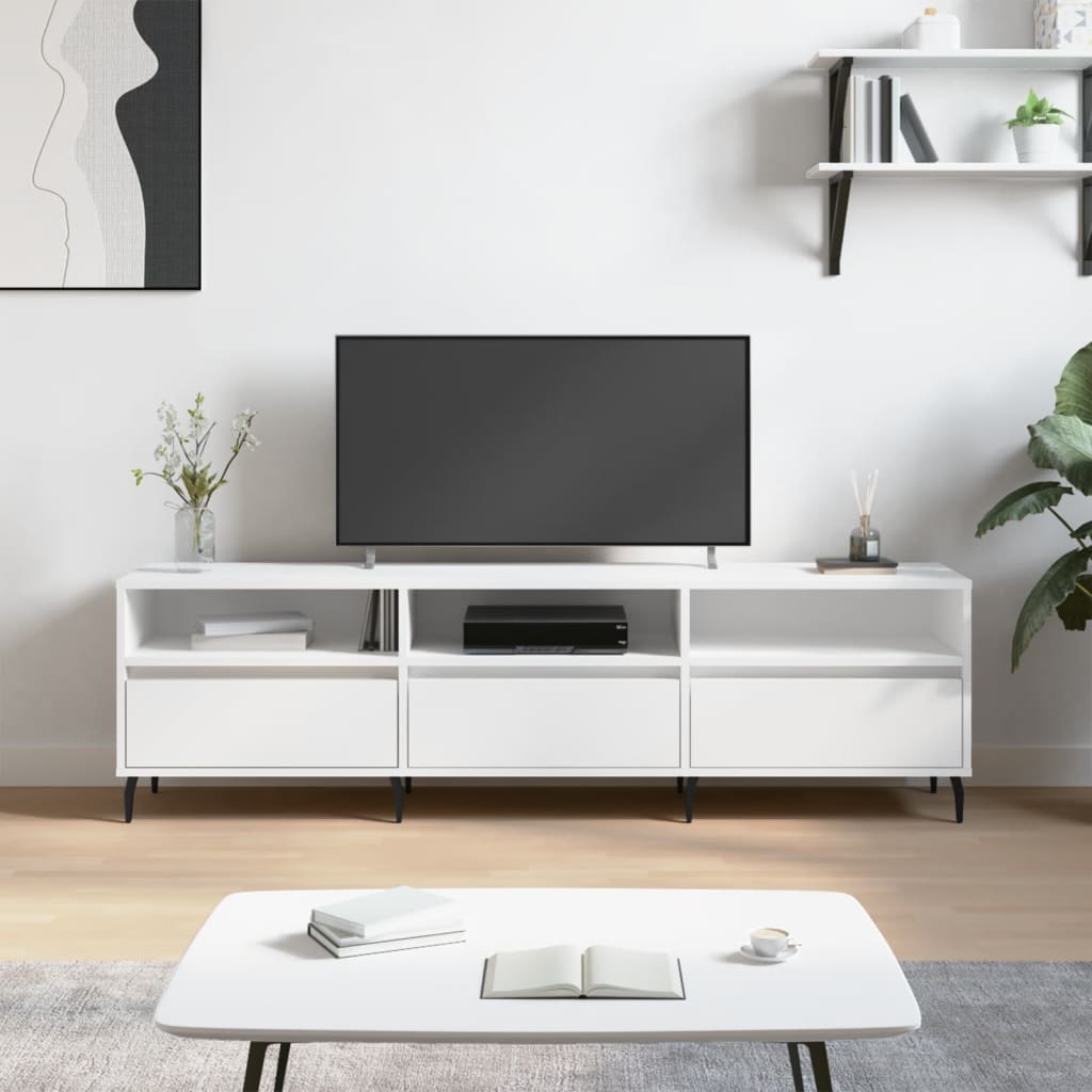 Meuble TV blanc 150x30x44,5 cm bois d'ingénierie - XIOS