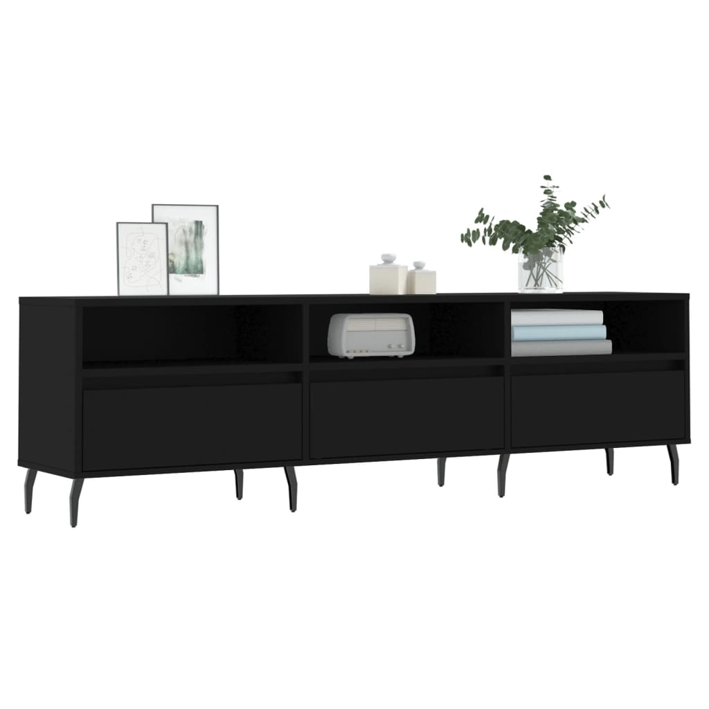 Meuble TV noir 150x30x44,5 cm bois d'ingénierie - XIOS