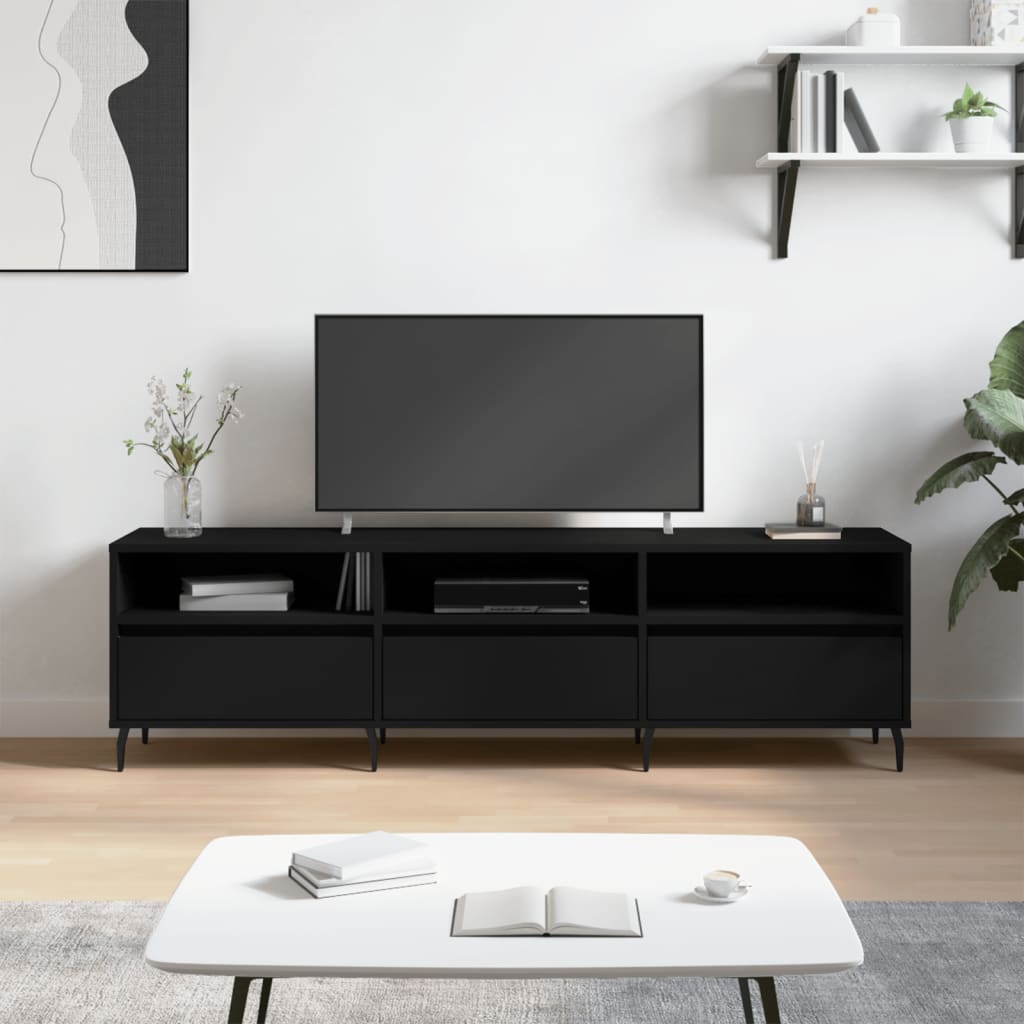 Meuble TV noir 150x30x44,5 cm bois d'ingénierie - XIOS