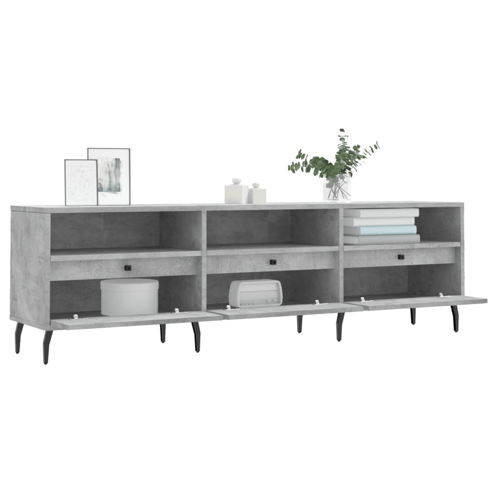 Meuble TV gris béton 150x30x44,5 cm bois d'ingénierie - XIOS
