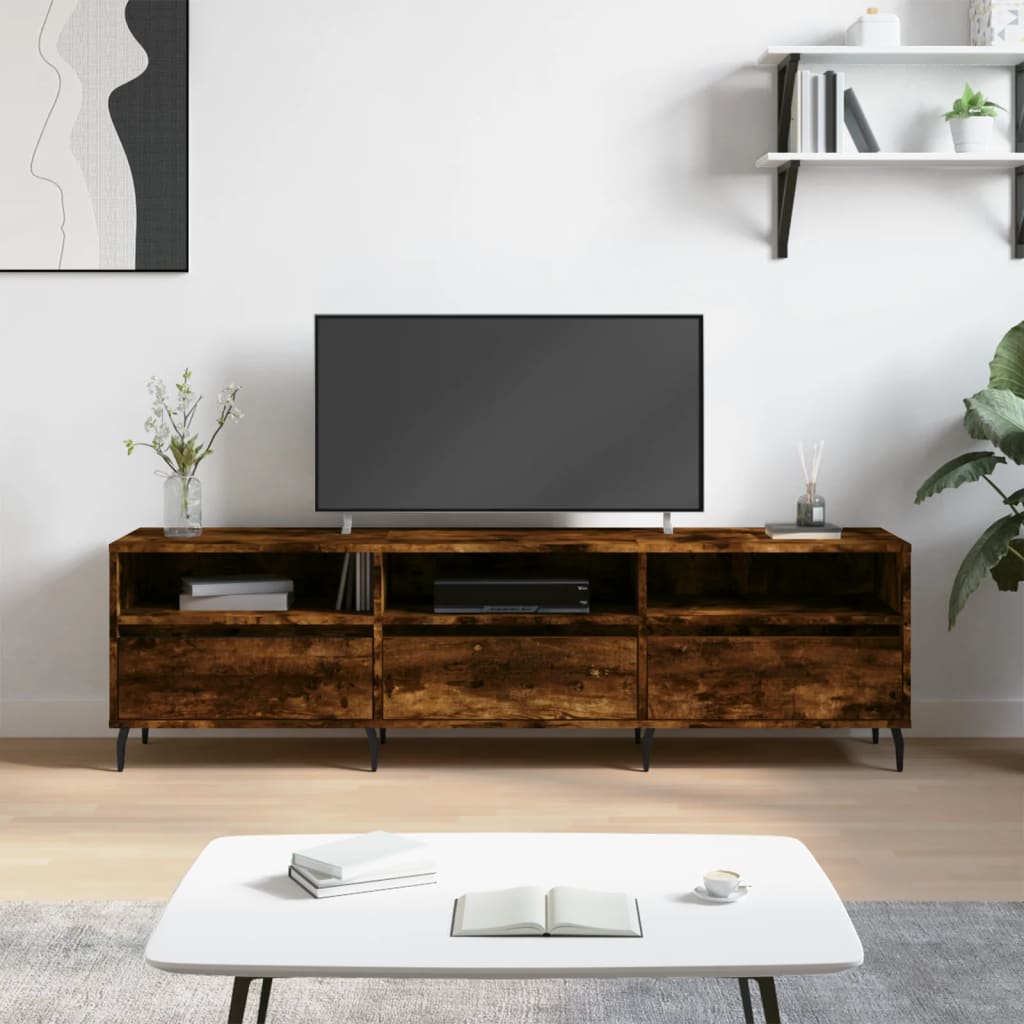 Meuble TV chêne fumé 150x30x44,5 cm bois d'ingénierie - XIOS