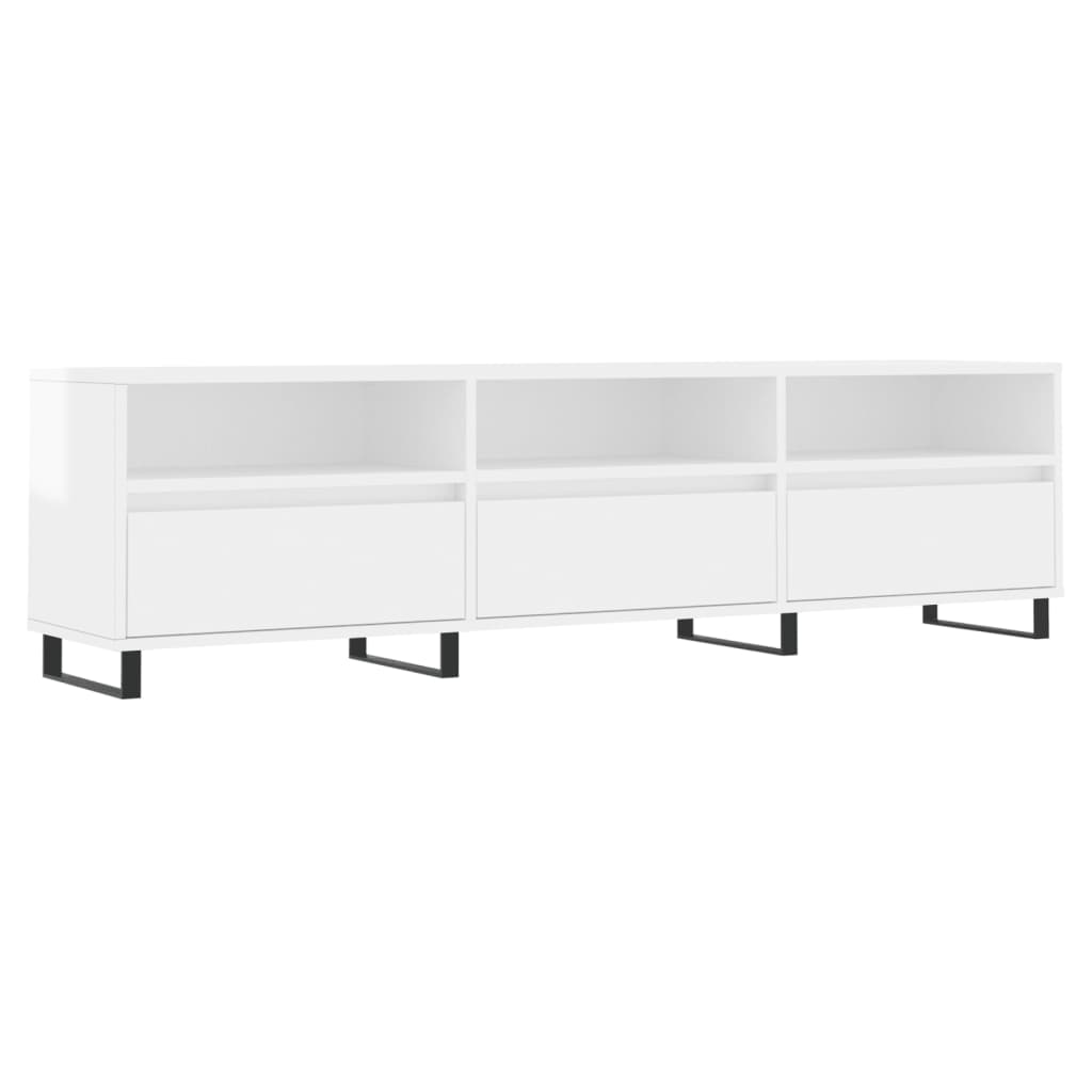 Meuble TV blanc brillant 150x30x44,5 cm bois d'ingénierie - XIOS