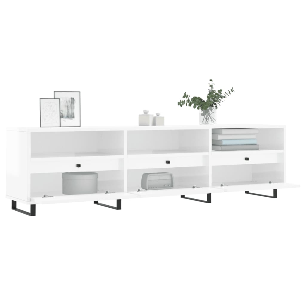 Meuble TV blanc brillant 150x30x44,5 cm bois d'ingénierie - XIOS