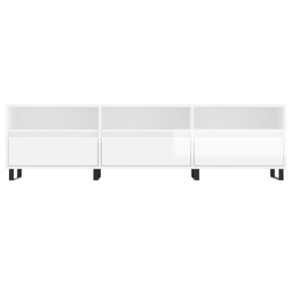 Meuble TV blanc brillant 150x30x44,5 cm bois d'ingénierie - XIOS