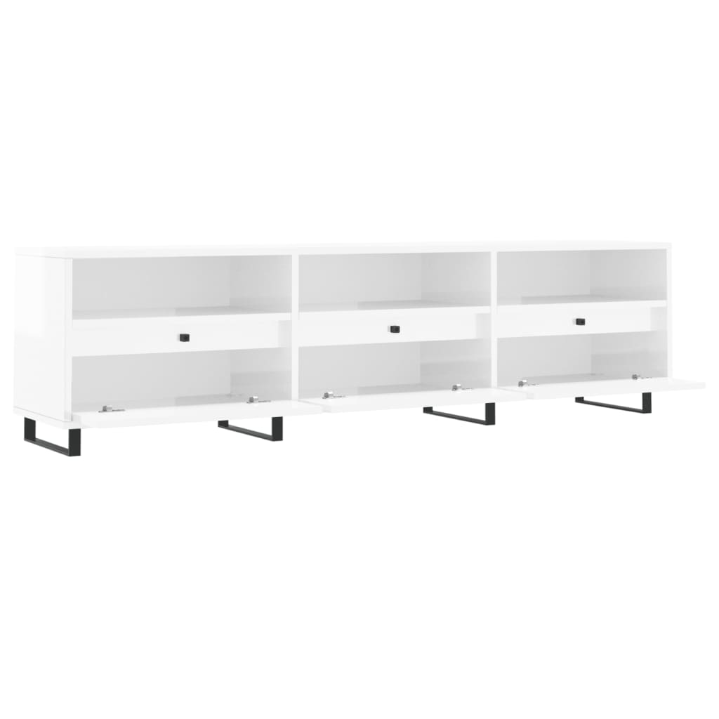 Meuble TV blanc brillant 150x30x44,5 cm bois d'ingénierie - XIOS