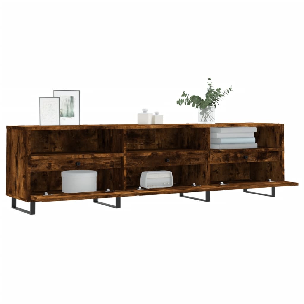 Meuble TV chêne fumé 150x30x44,5 cm bois d'ingénierie - XIOS