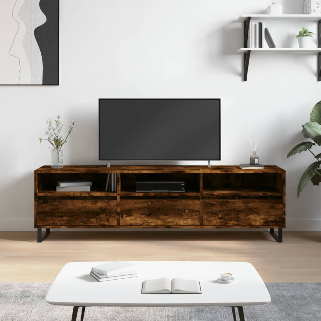 Meuble TV chêne fumé 150x30x44,5 cm bois d'ingénierie - XIOS