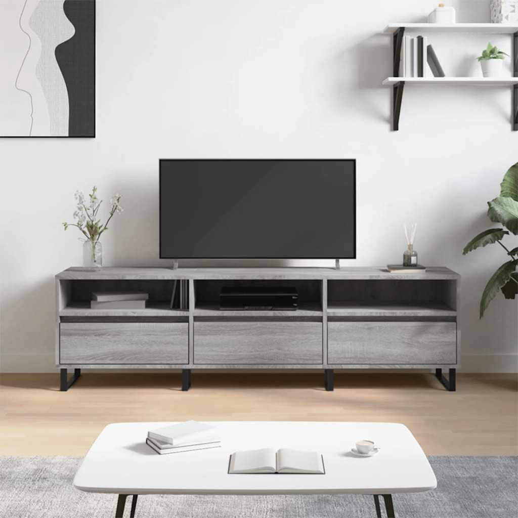 Meuble TV sonoma gris 150x30x44,5 cm bois d'ingénierie - XIOS