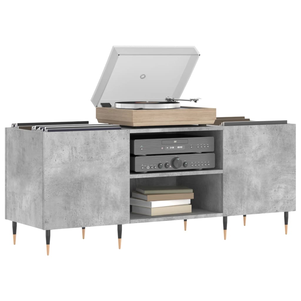 Armoire à disques gris béton 121x38x48 cm bois d'ingénierie - XIOS