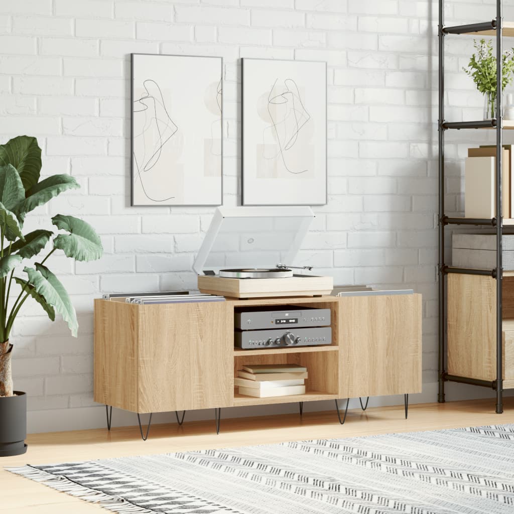 Armoire à disques chêne sonoma 121x38x48 cm bois d'ingénierie XIOS