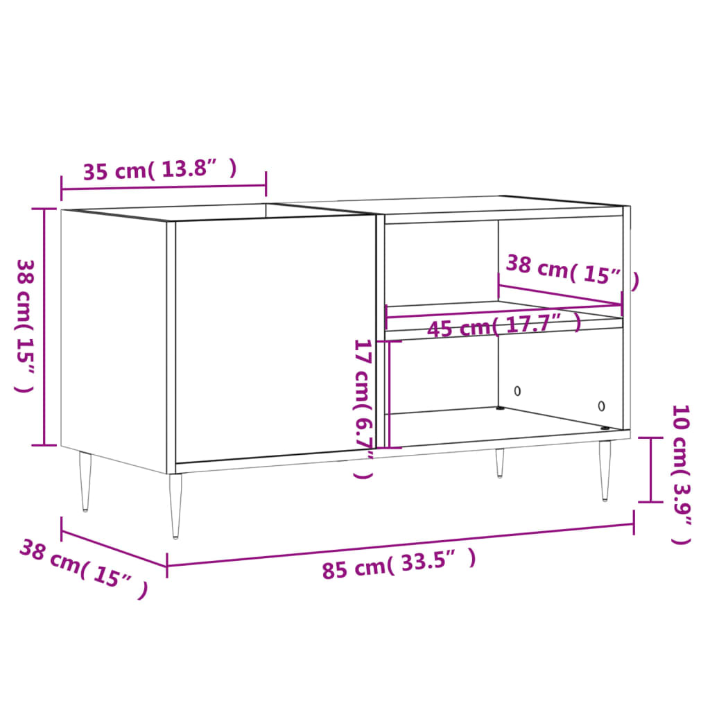 Armoire à disques chêne fumé 85x38x48 cm bois d'ingénierie - XIOS