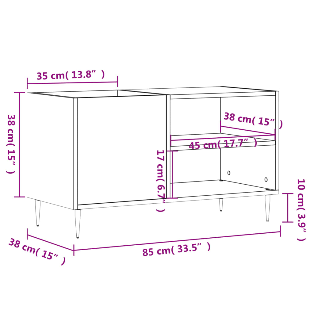 Armoire à disques sonoma gris 85x38x48 cm bois d'ingénierie - XIOS