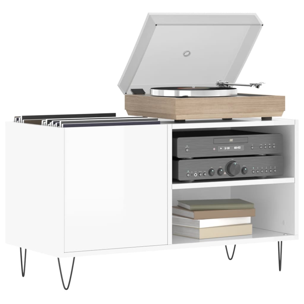Armoire à disques blanc brillant 85x38x48 cm bois d'ingénierie - XIOS