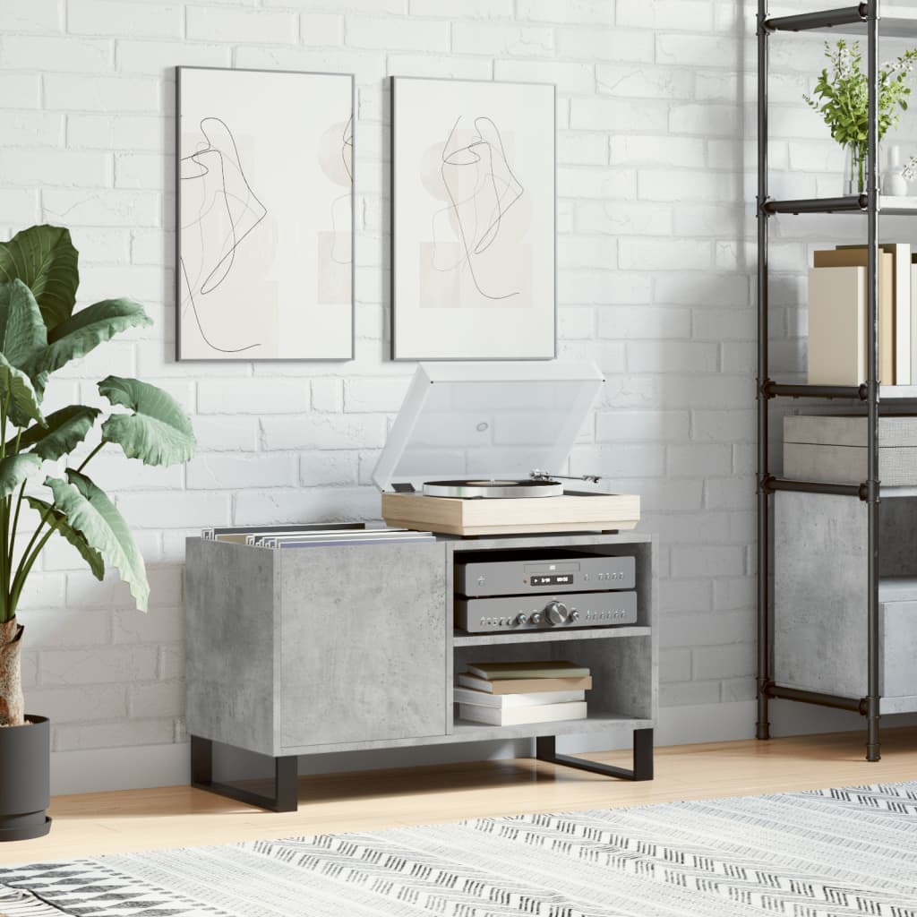 Armoire à disques gris béton 85x38x48 cm bois d'ingénierie - XIOS