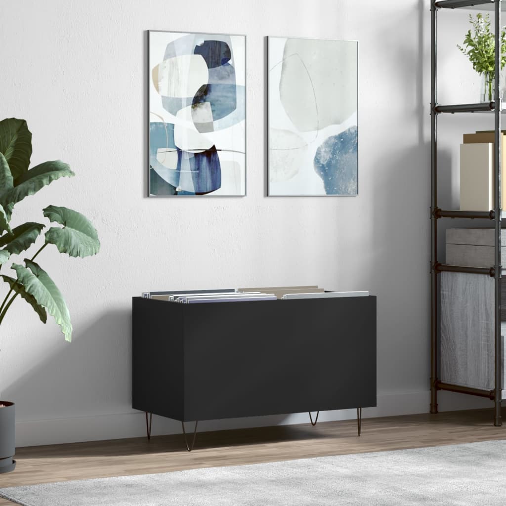 Armoire à disques noir 74,5x38x48 cm bois d'ingénierie - XIOS
