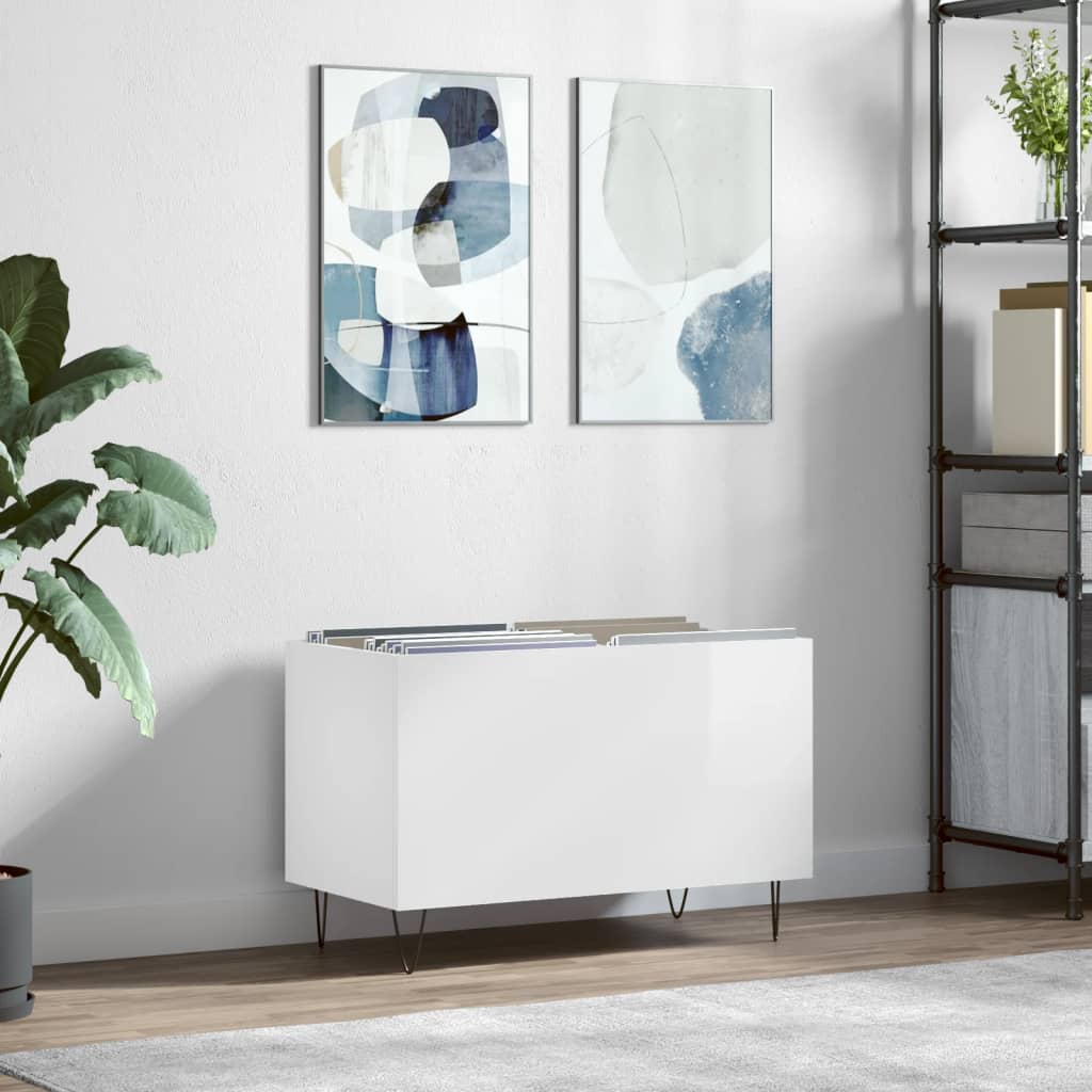 Armoire à disques blanc brillant 74,5x38x48cm bois d'ingénierie - XIOS