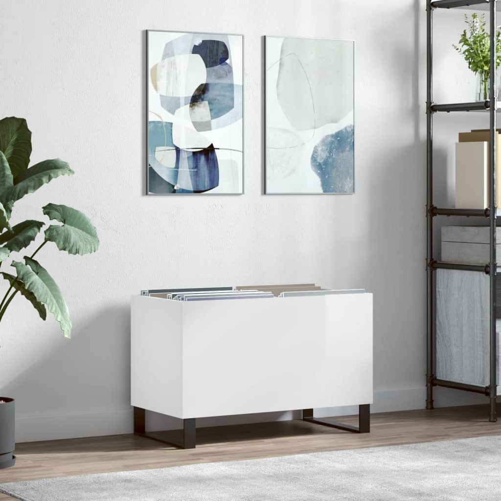 Armoire à disques blanc brillant 74,5x38x48cm bois d'ingénierie - XIOS