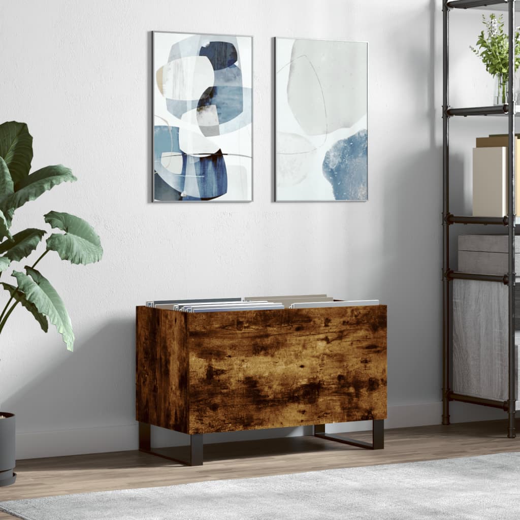 Armoire à disques chêne fumé 74,5x38x48 cm bois d'ingénierie - XIOS