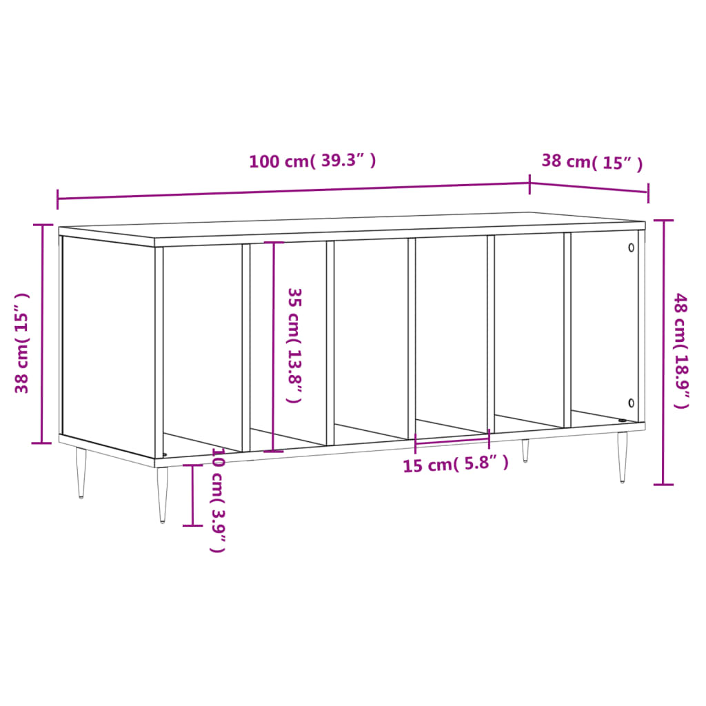 Armoire à disques sonoma gris 100x38x48 cm bois d'ingénierie - XIOS