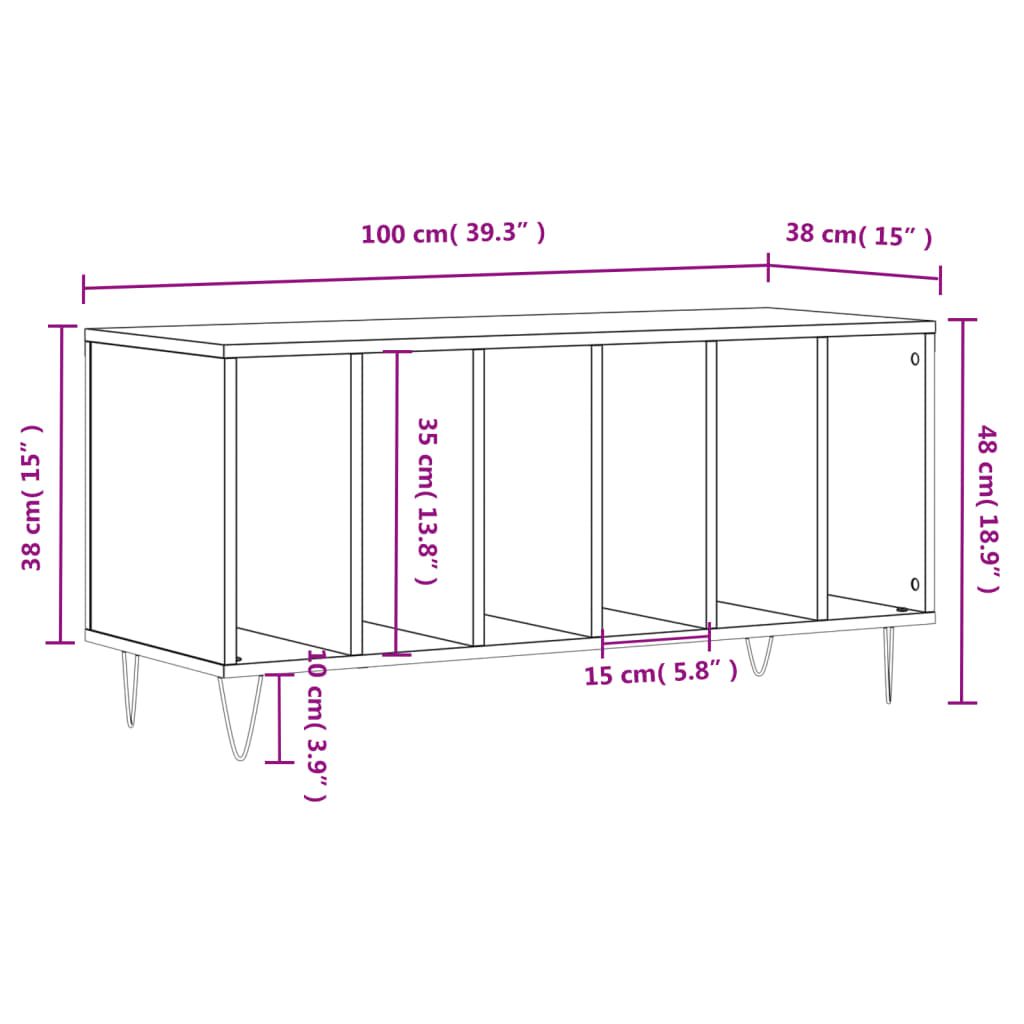 Armoire à disques sonoma gris 100x38x48 cm bois d'ingénierie - XIOS
