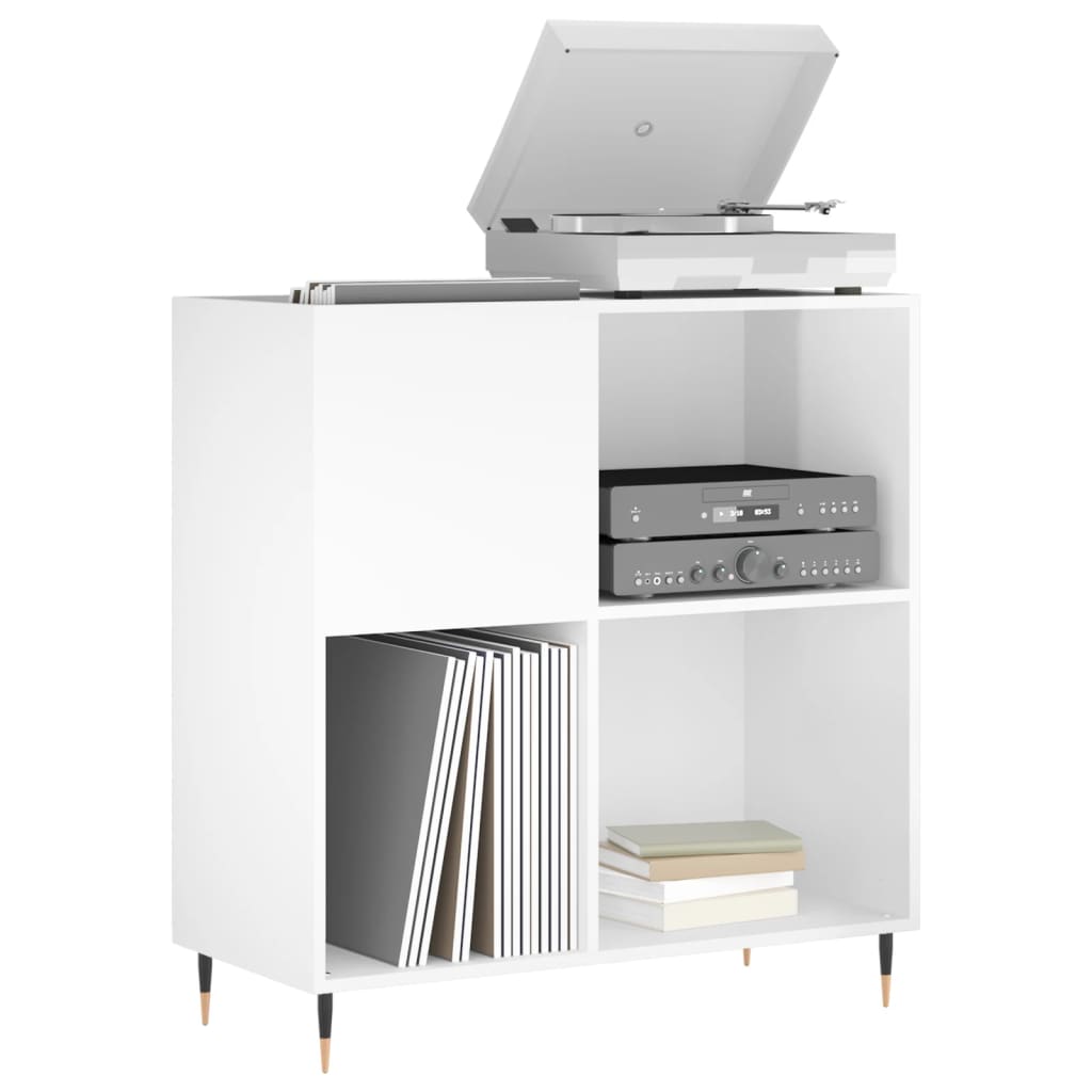 Armoire à disques blanc brillant 84,5x38x89cm bois d'ingénierie - XIOS