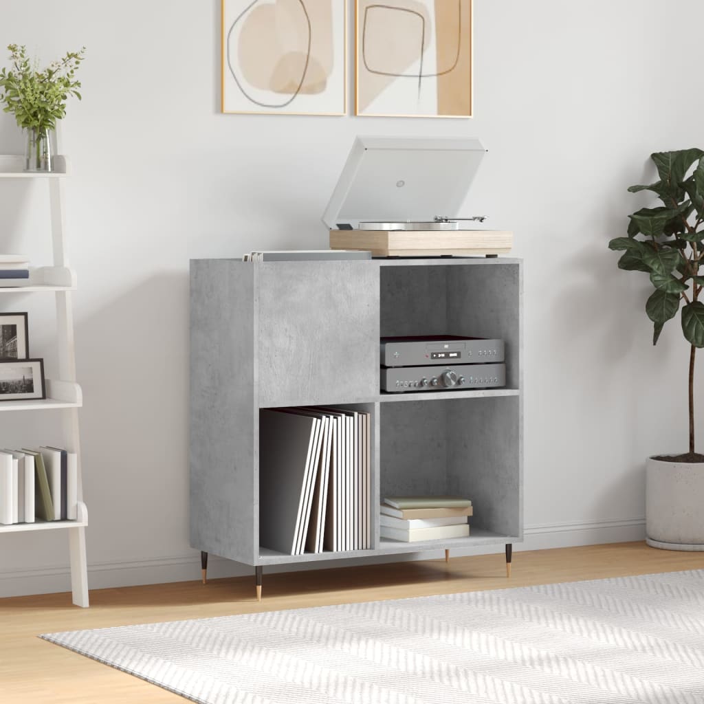 Armoire à disques gris béton 84,5x38x89 cm bois d'ingénierie - XIOS