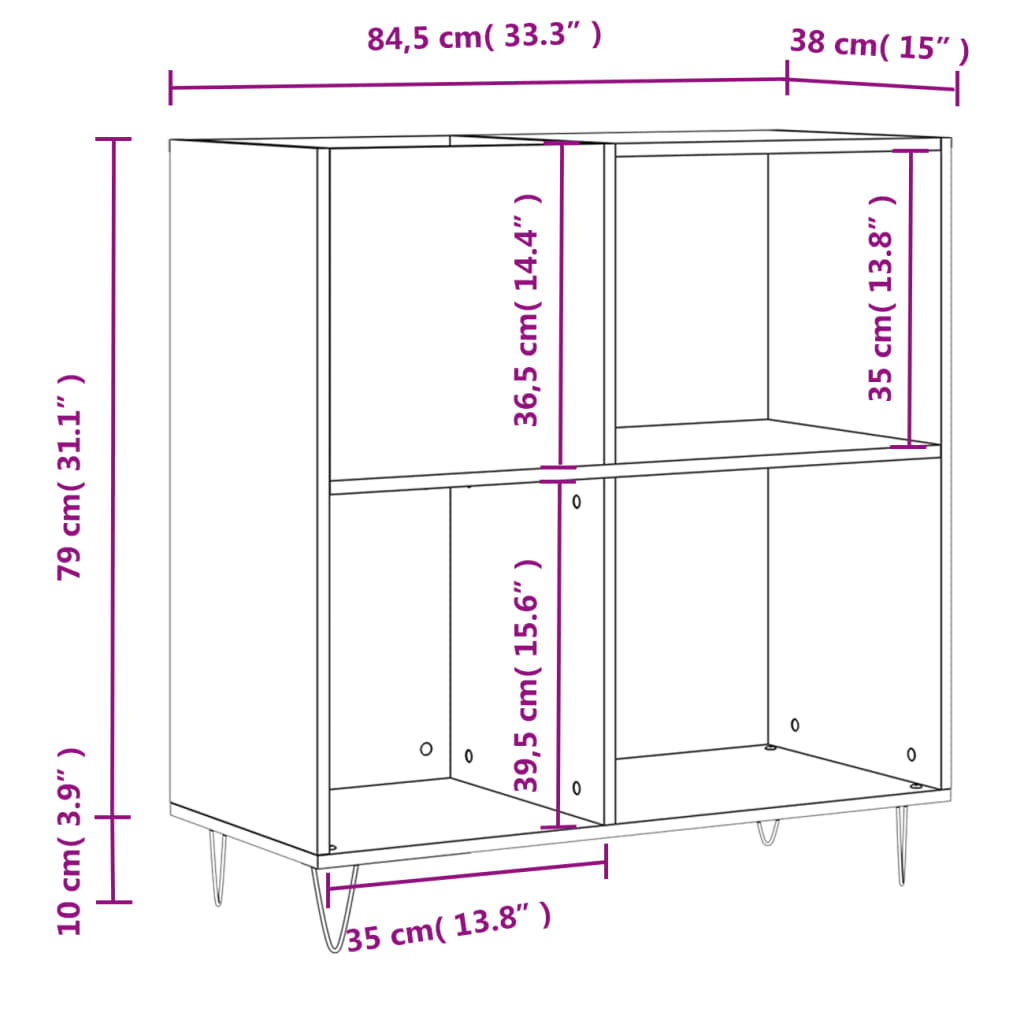 Armoire à disques blanc 84,5x38x89 cm bois d'ingénierie - XIOS