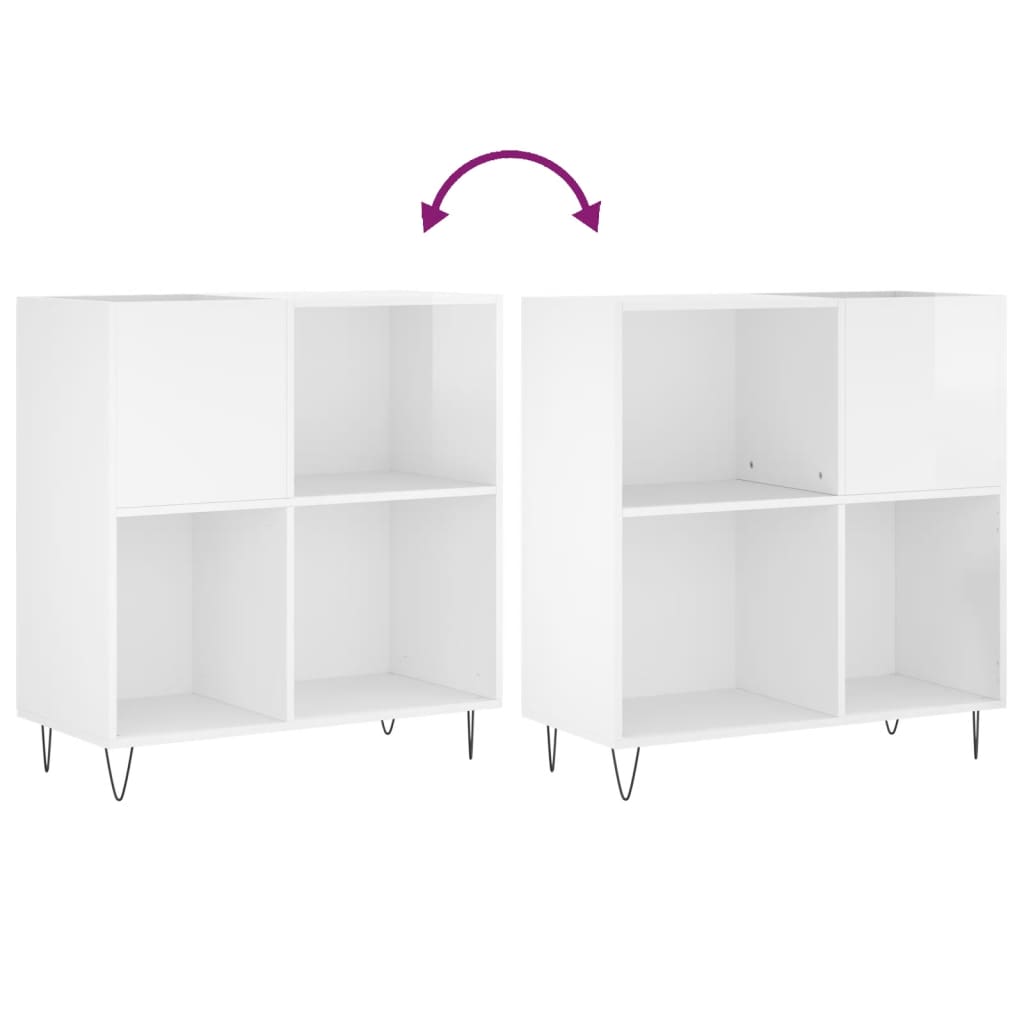 Armoire à disques blanc brillant 84,5x38x89cm bois d'ingénierie - XIOS