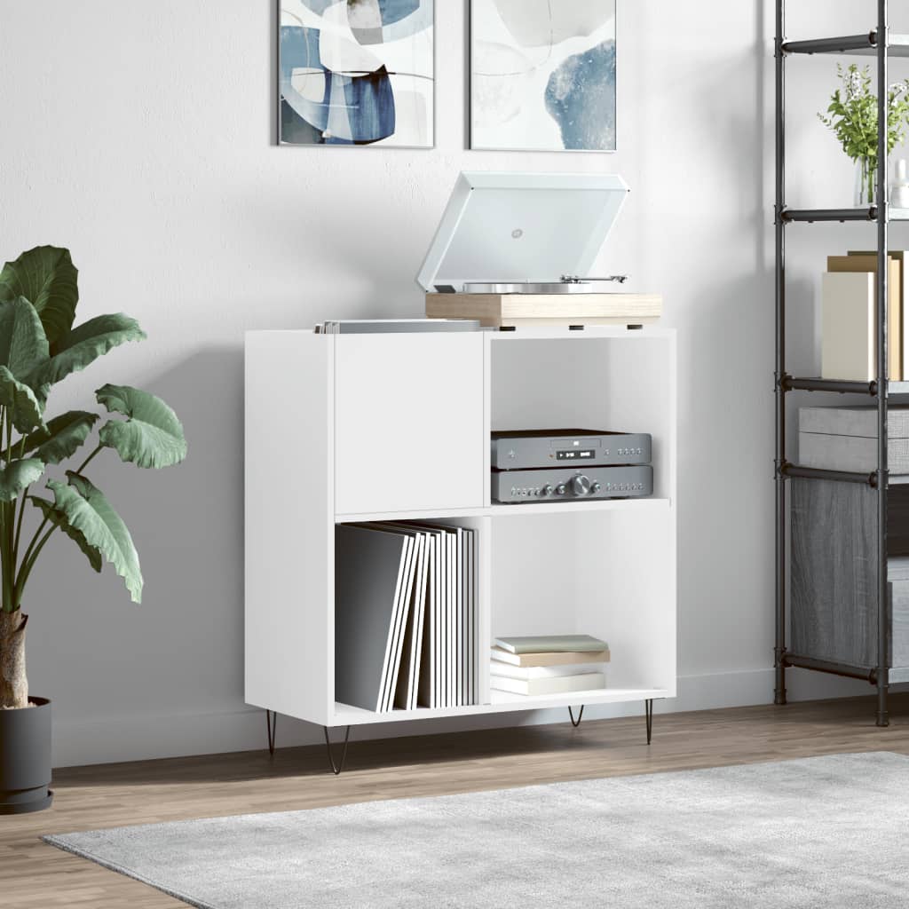 Armoire à disques blanc brillant 84,5x38x89cm bois d'ingénierie - XIOS