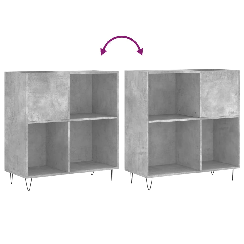 Armoire à disques gris béton 84,5x38x89 cm bois d'ingénierie - XIOS