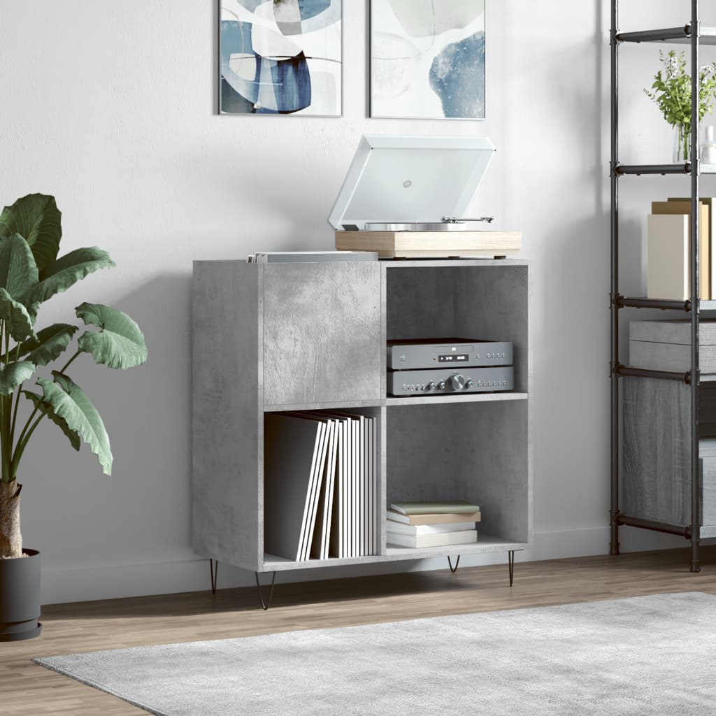 Armoire à disques gris béton 84,5x38x89 cm bois d'ingénierie - XIOS