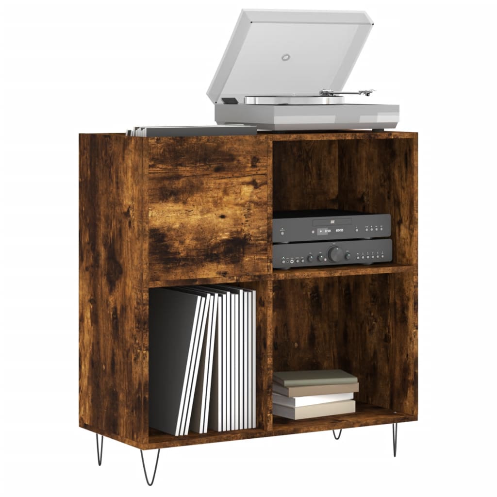 Armoire à disques chêne fumé 84,5x38x89 cm bois d'ingénierie - XIOS