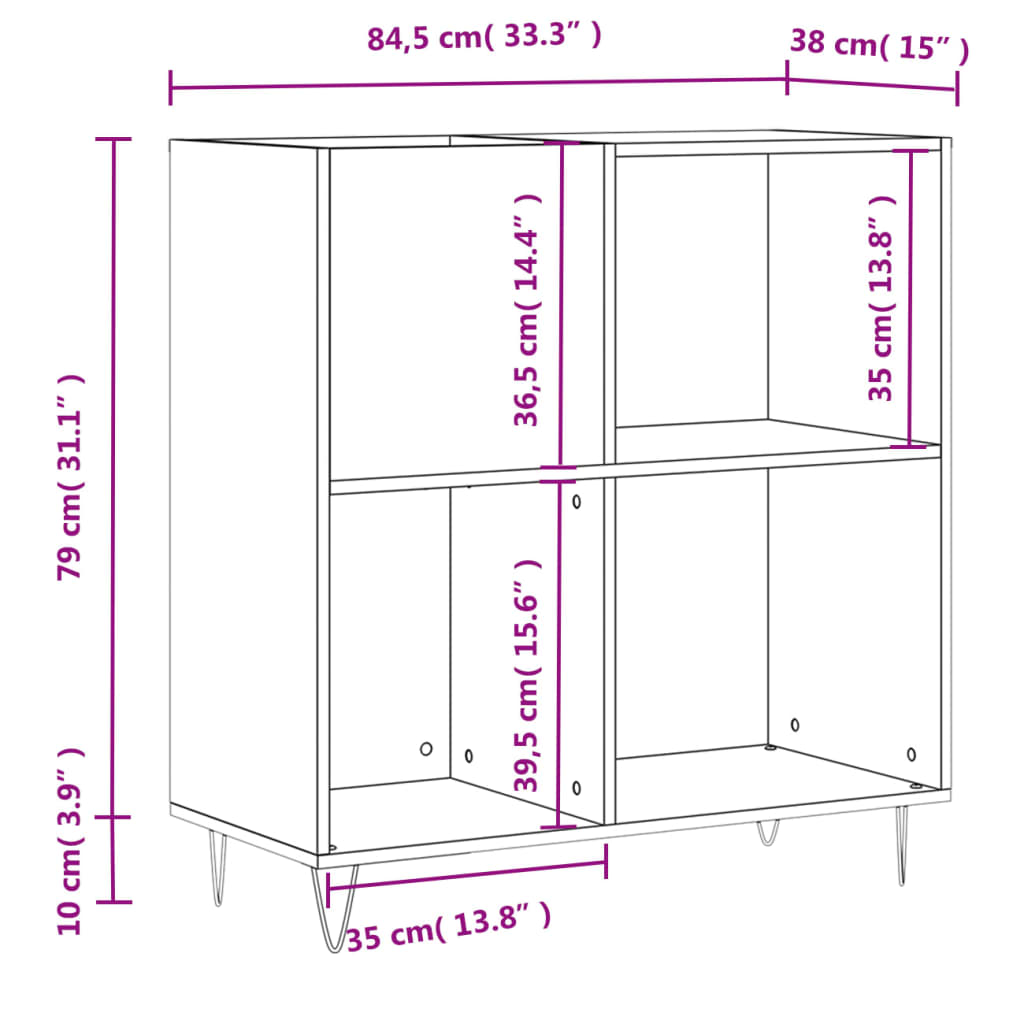 Armoire à disques chêne fumé 84,5x38x89 cm bois d'ingénierie - XIOS
