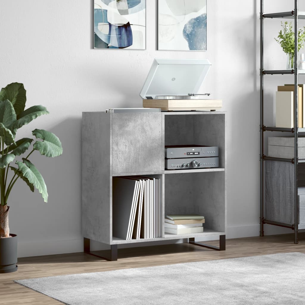 Armoire à disques gris béton 84,5x38x89 cm bois d'ingénierie - XIOS