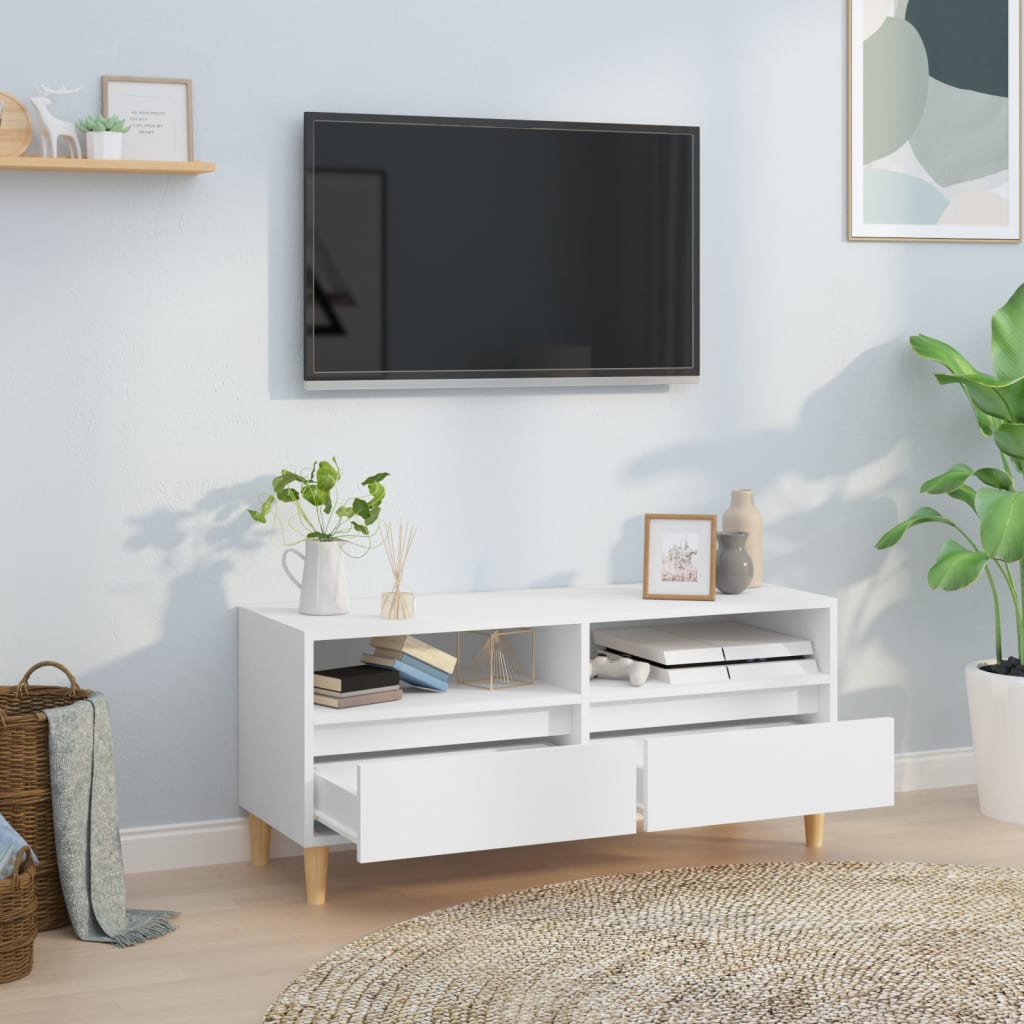 Meuble TV blanc 100x34,5x44,5 cm bois d'ingénierie - XIOS