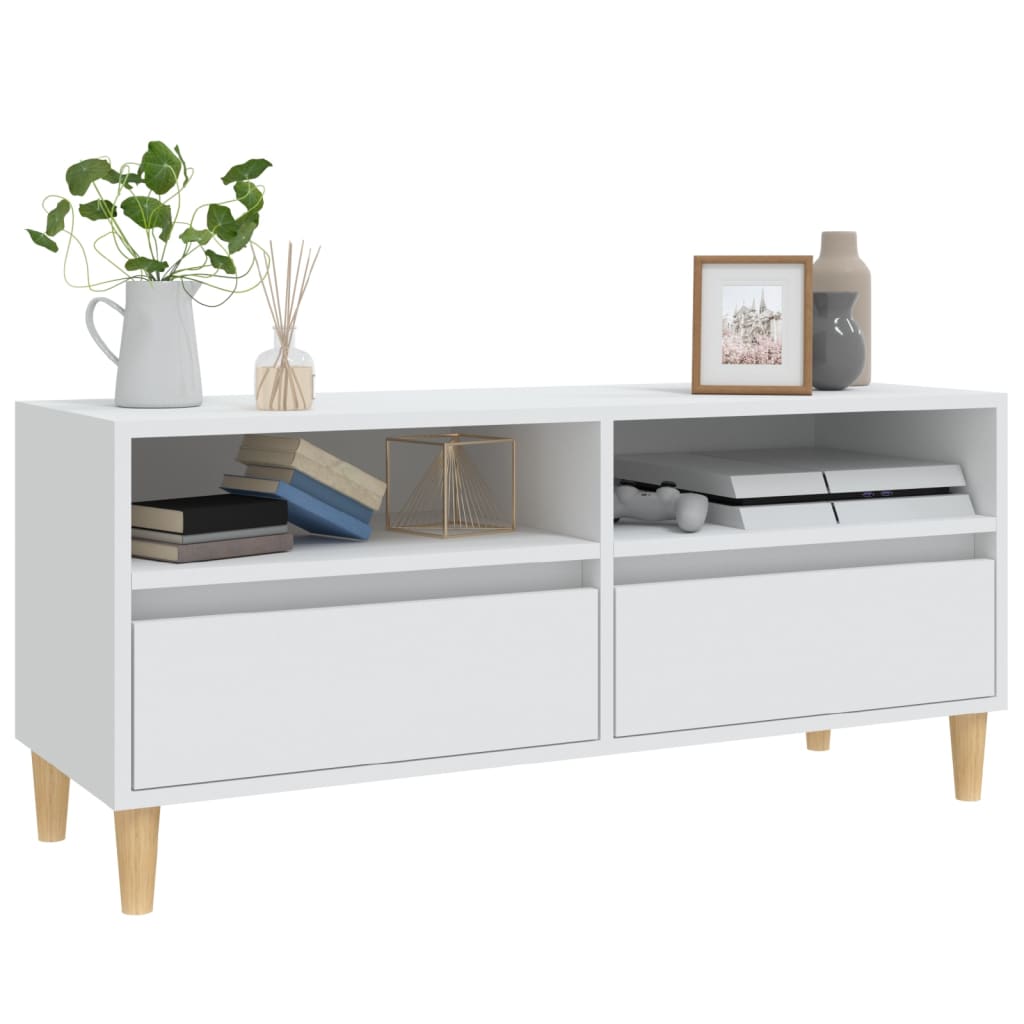 Meuble TV blanc 100x34,5x44,5 cm bois d'ingénierie - XIOS