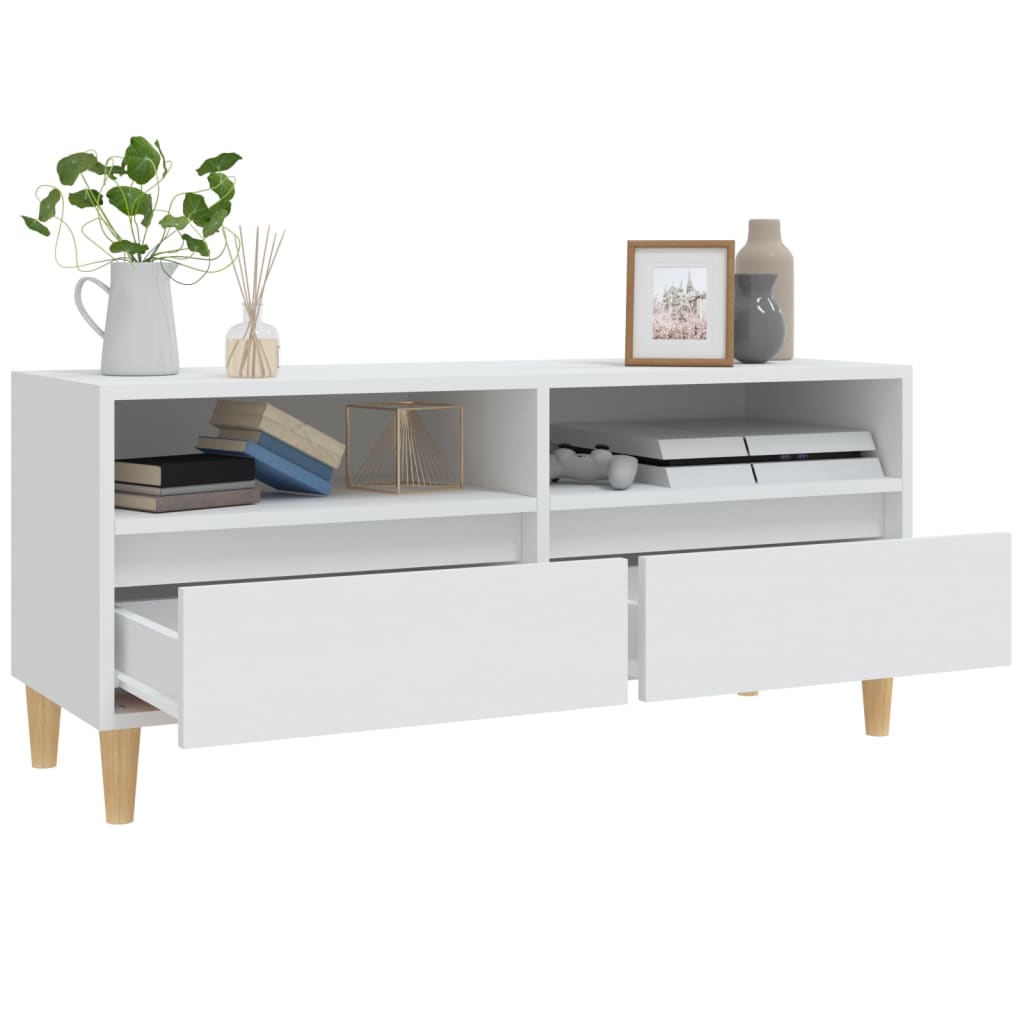 Meuble TV blanc 100x34,5x44,5 cm bois d'ingénierie - XIOS