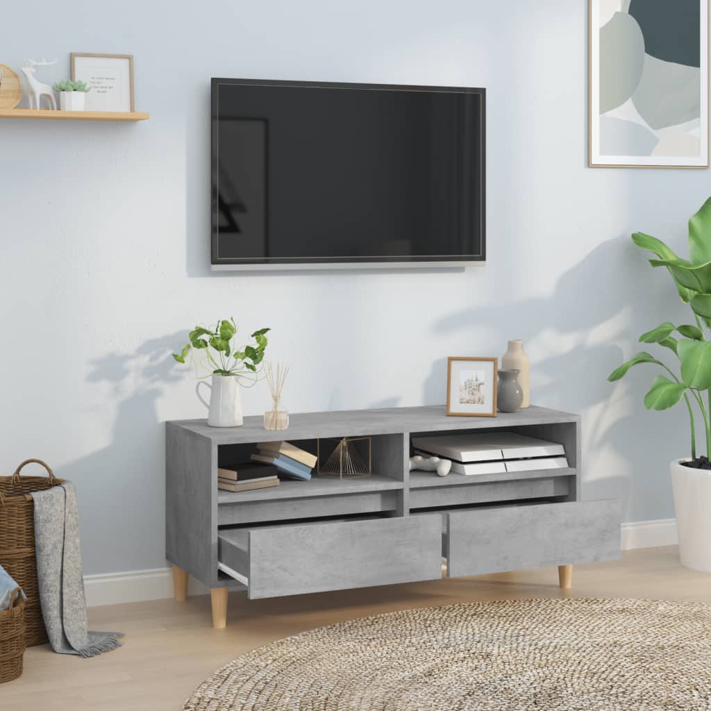 Meuble TV gris béton 100x34,5x44,5 cm bois d'ingénierie - XIOS