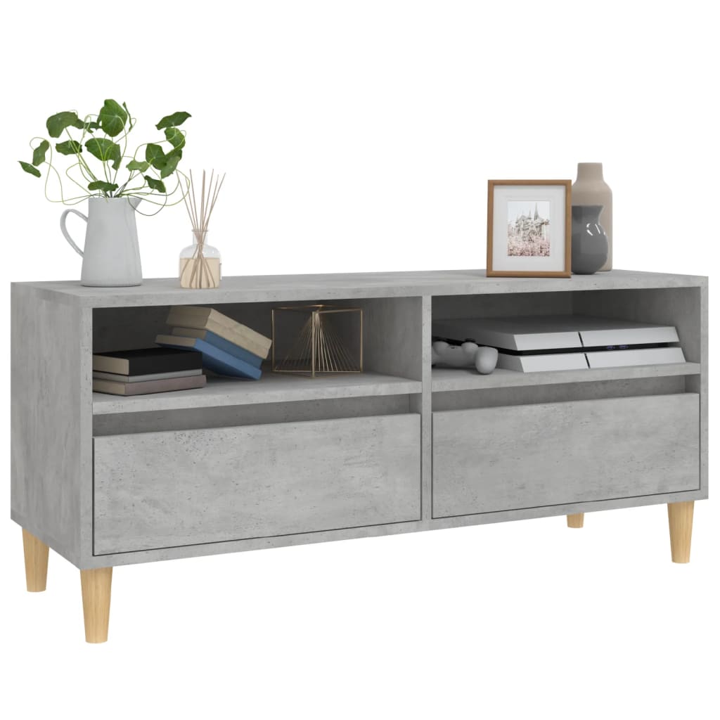 Meuble TV gris béton 100x34,5x44,5 cm bois d'ingénierie - XIOS