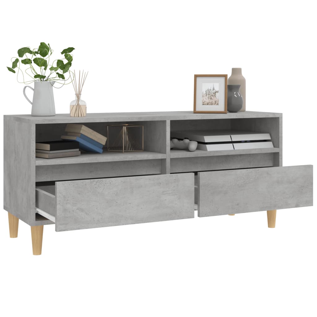 Meuble TV gris béton 100x34,5x44,5 cm bois d'ingénierie - XIOS