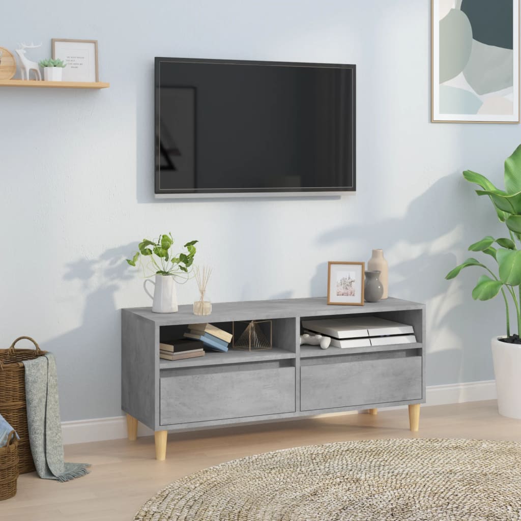 Meuble TV gris béton 100x34,5x44,5 cm bois d'ingénierie - XIOS