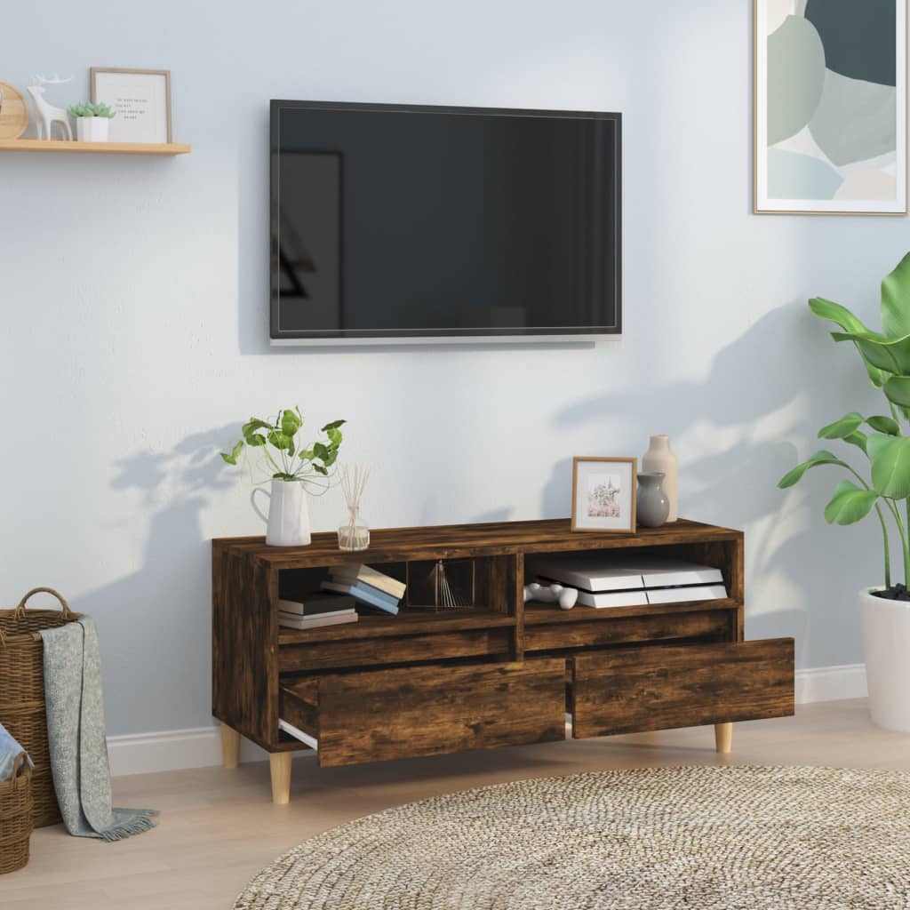 Meuble TV chêne fumé 100x34,5x44,5 cm bois d'ingénierie - XIOS