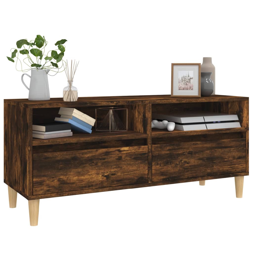 Meuble TV chêne fumé 100x34,5x44,5 cm bois d'ingénierie - XIOS