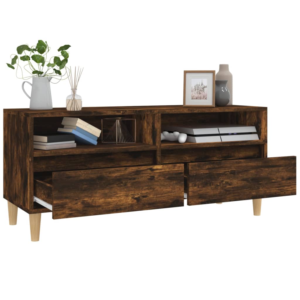Meuble TV chêne fumé 100x34,5x44,5 cm bois d'ingénierie - XIOS